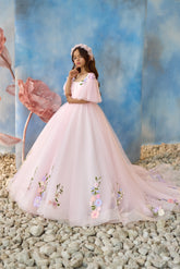 Whimsical Flower Embroidered Pink Gown | Pentelei Couture | Girls Pageant